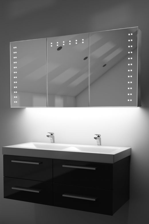 Aletha demister bathroom cabinet with colour change under lighting
