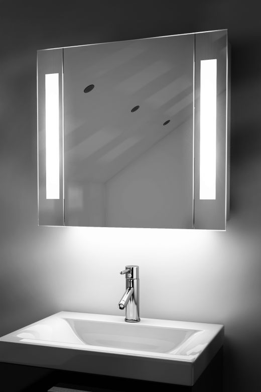 Gracious demister bathroom cabinet with colour change under lighting